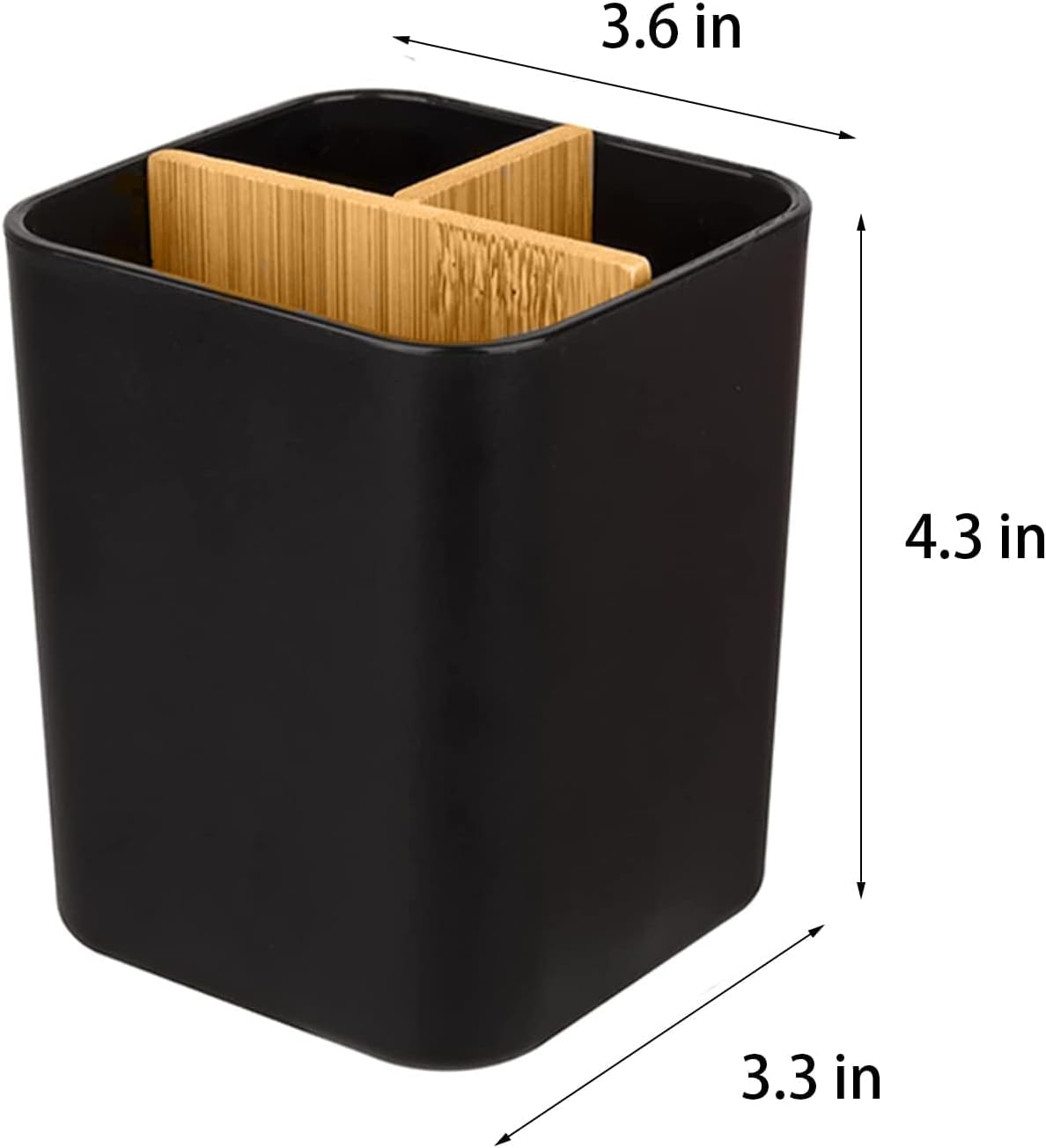 Heagoale Bamboo Toothbrush Holder with 3 Slots 2 Pack Black