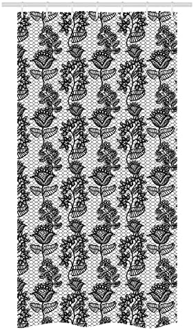 Ambesonne Black and White Stall Shower Curtain with Hooks