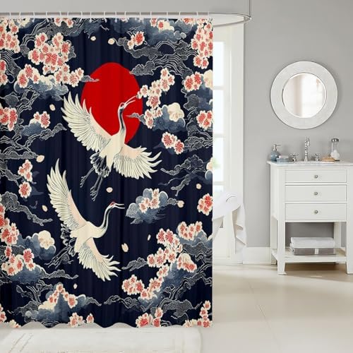 Feelyou Kids Japanese Crane Shower Curtain Set