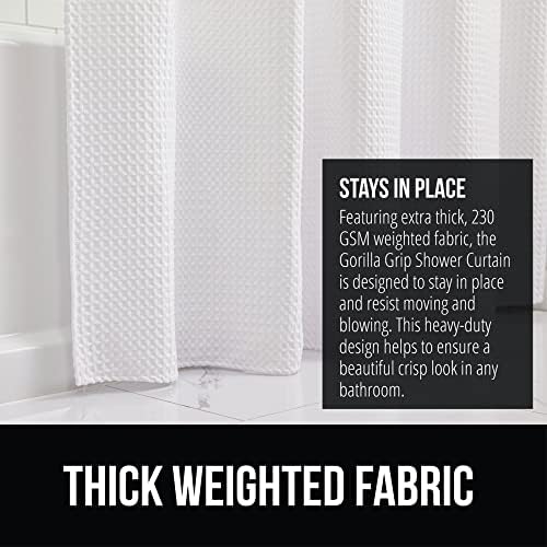 GORILLA GRIP White Bath Bundle with 30x20 Mat 72x78 Shower Curtain