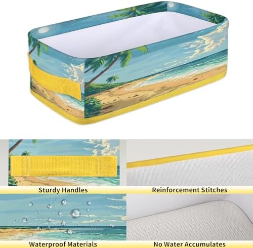Tropical Beach Toilet Paper Basket with Handles