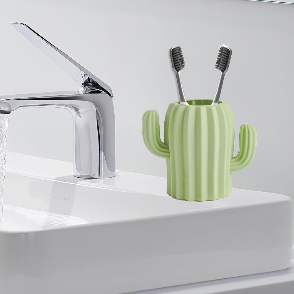 Maxramic Silicone Kids Cactus Toothbrush Holder Unbreakable Green