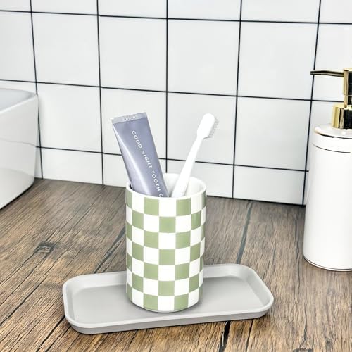 Nakor Home Sage Green Ceramic Toothbrush Holder