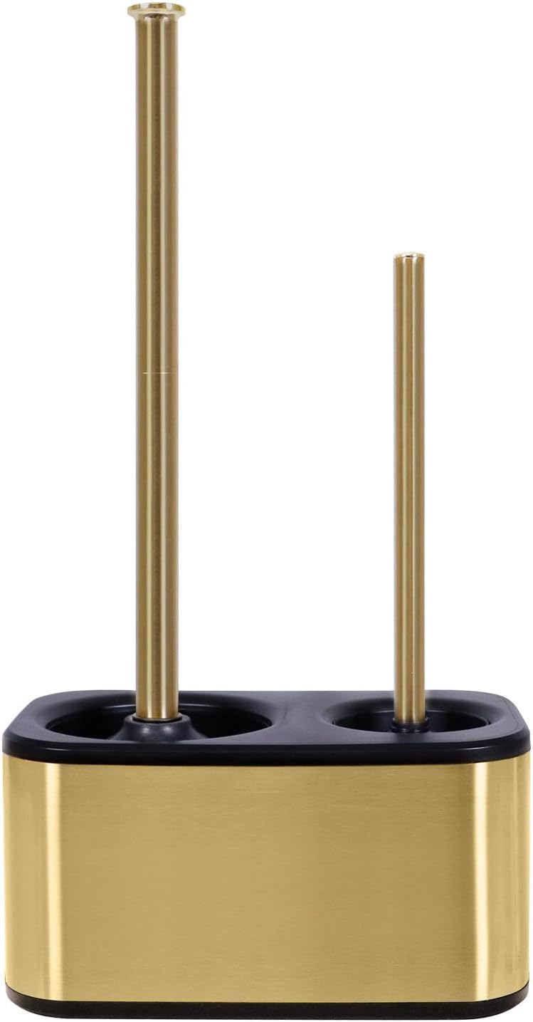 Blue Donuts Toilet Brush with Gold Plunger Set
