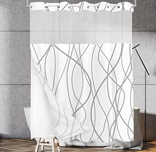 Tititex Abstract Curve Lines Snap-In Liner Shower Curtain