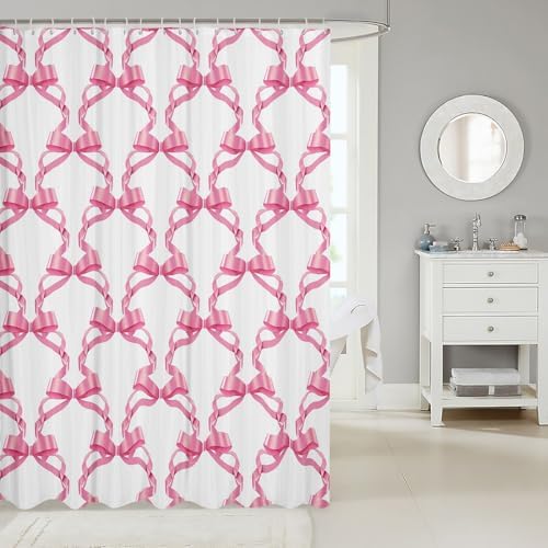 Feelyou Pink Bowknot Bath Curtain Set 72x72 Kids Princess Style 1