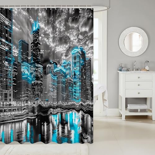 Feelyou Manhattan Night View Kids Shower Curtain Set