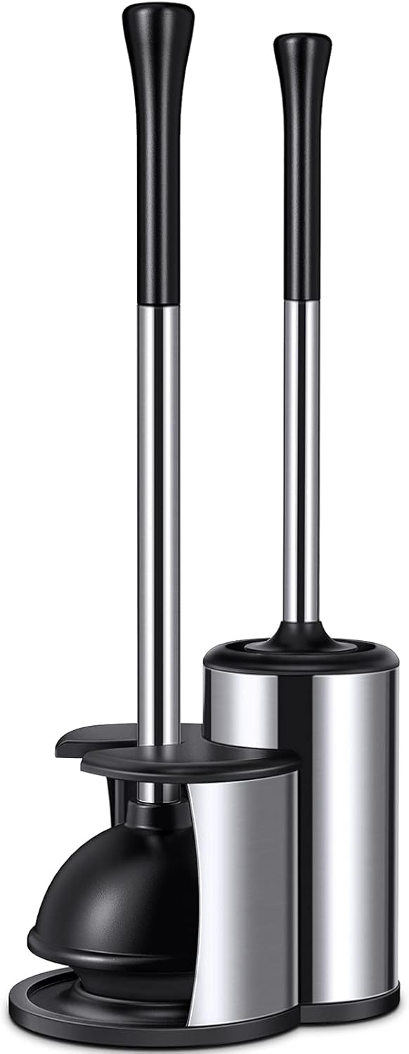 Roleader Toilet Plunger Brush Set with Covered Caddy