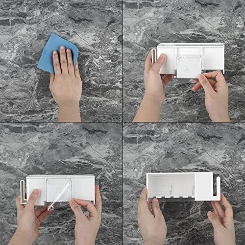 5 Slots Wall Mount Toothbrush Holder with Cover Self Adhesive White 1