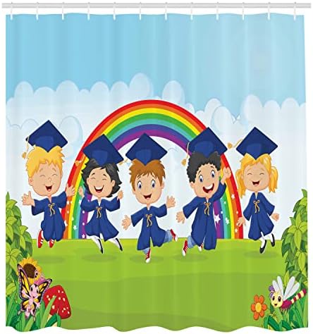 Ambesonne Graduation Shower Curtain Set with Hooks
