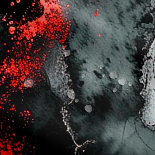 Erosebridal Black and Red Waterproof Shower Curtain Abstract Marbling Design
