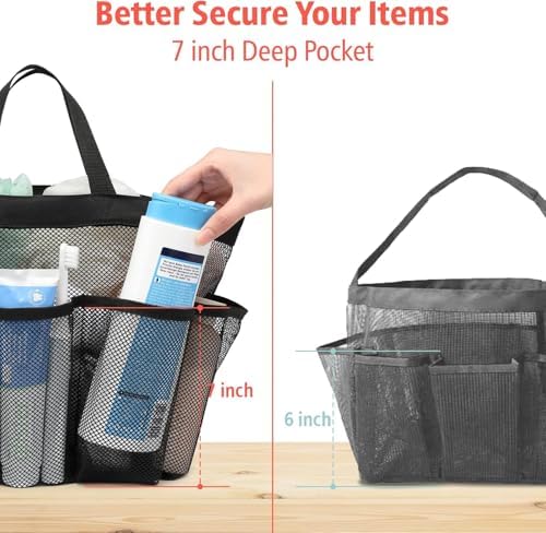Mesh Shower Caddy with 8 Pockets for Dorm and Travel