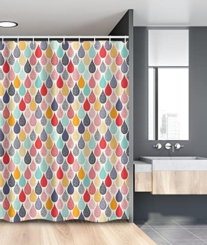 Ambesonne Geometric Raindrops Shower Curtain Set with Hooks