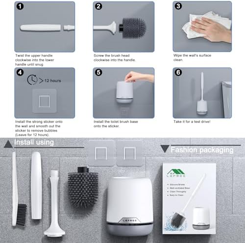 Lefree 2 Pack Toilet Brush Set with Ventilated Holder