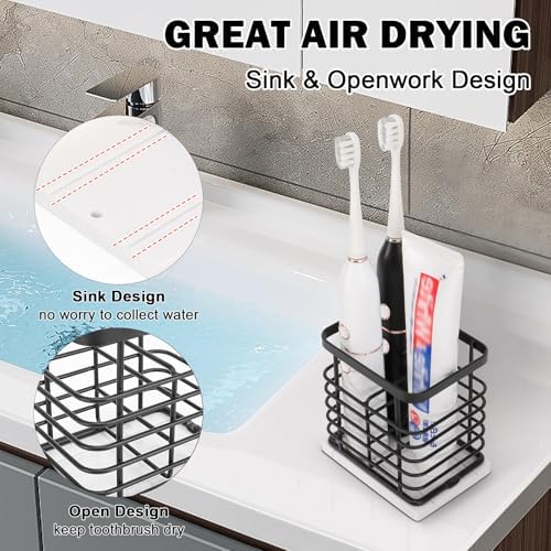 HarJue Toothbrush Holder with Marble Base and 2 Slots