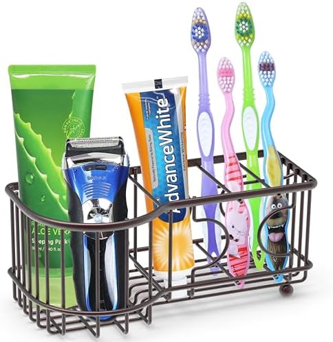 Simple Houseware 6 Slots Toothbrush Holder with Side Slots Bronze