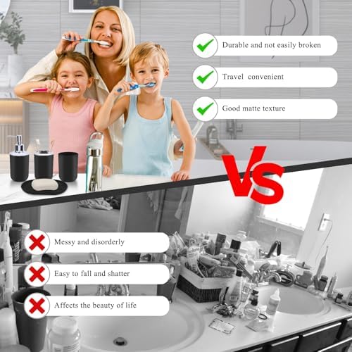 LGURT 4-Piece Bathroom Accessory Set Plastic Black