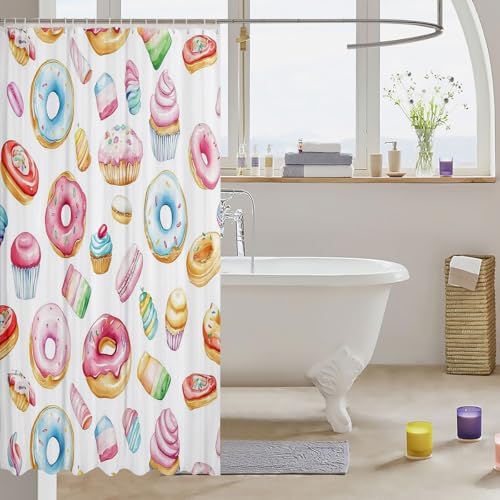 Feelyou Whimsical Dessert Shower Curtain Set 72x72