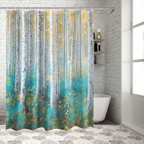 Funnywall88 72 Inches Branch Plant Art Shower Curtain Set with 12 Hooks