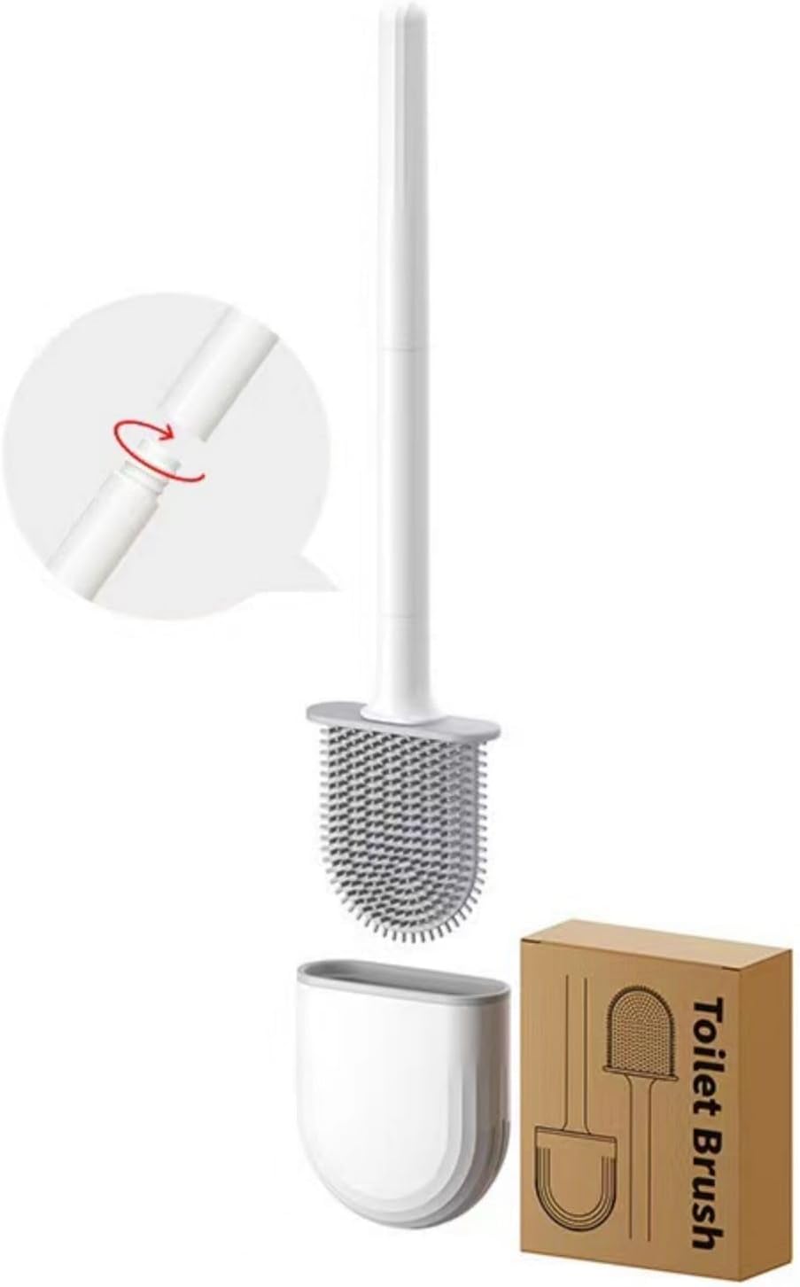 Thaibna Toilet Brush with Silicone Head and No-Slip Handle