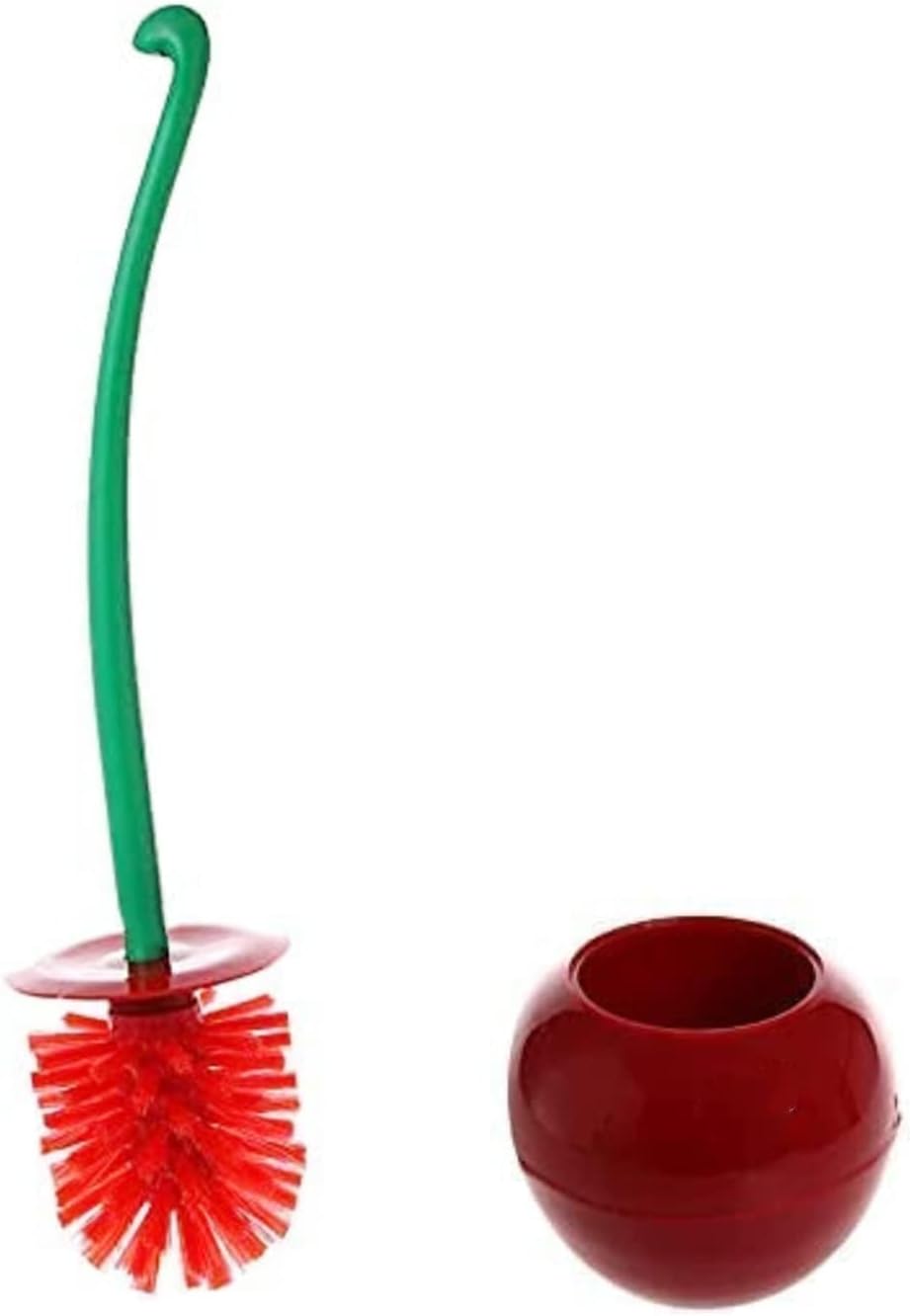 Cherry Toilet Brush with Holder - Durable Bristles Sturdy Handle
