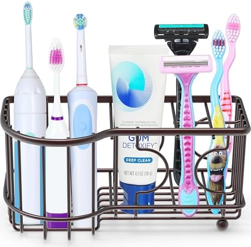 Simple Houseware 6 Slots Toothbrush Holder with Side Slots Bronze