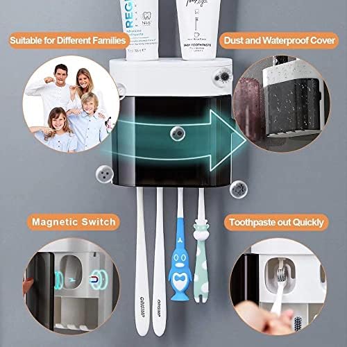StAider Wall-Mounted Electric Toothbrush Holder with Storage and Toothpaste Squeezers