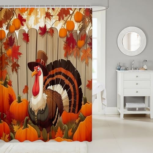 Feelyou Turkey Bath Curtain Set 72x78 Thanksgiving Decor 1