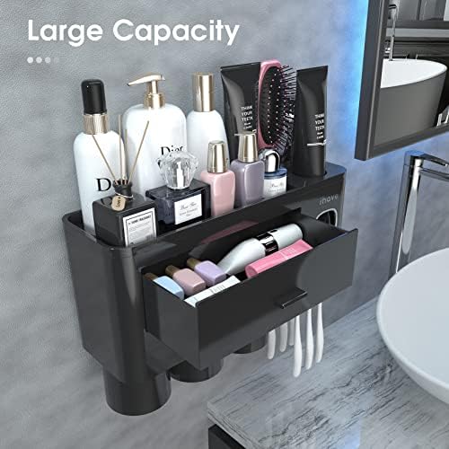 iHave Wall Mounted Toothbrush Holder with Dispenser and Drawer