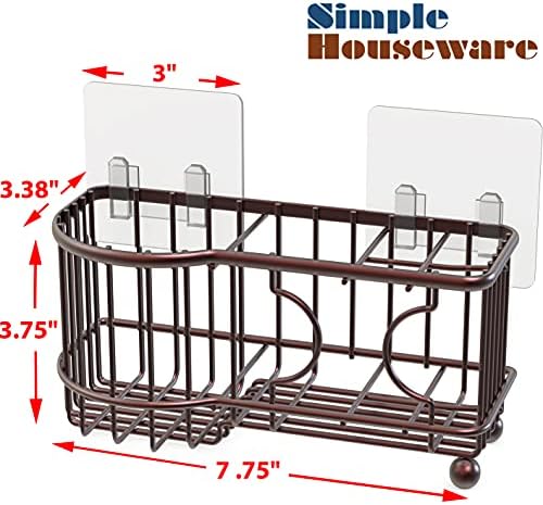 Simple Houseware 6 Slots Toothbrush Holder Adhesive Wall Organizer Bronze