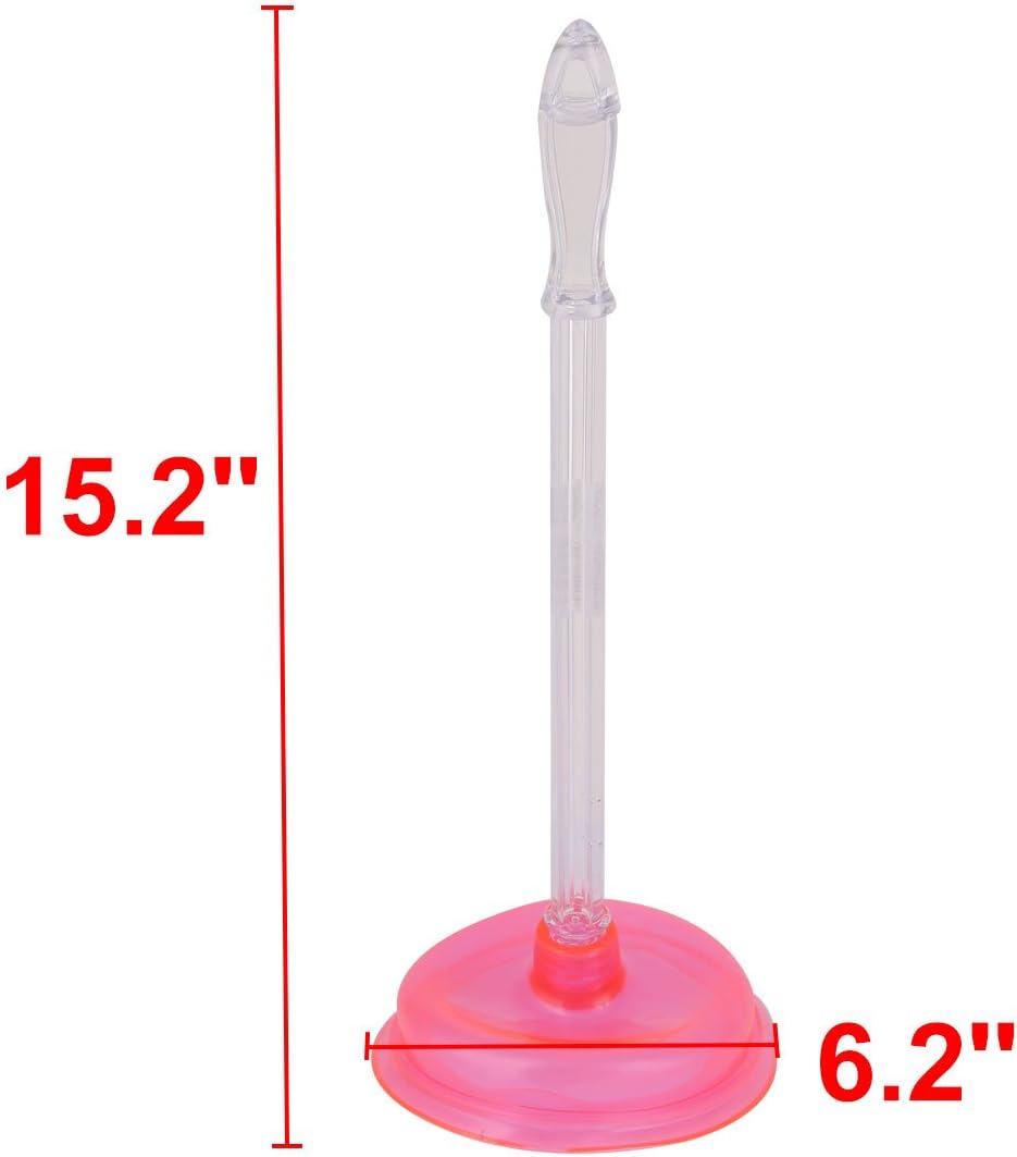 Uxcell Pink Plastic Handle Toilet Plunger