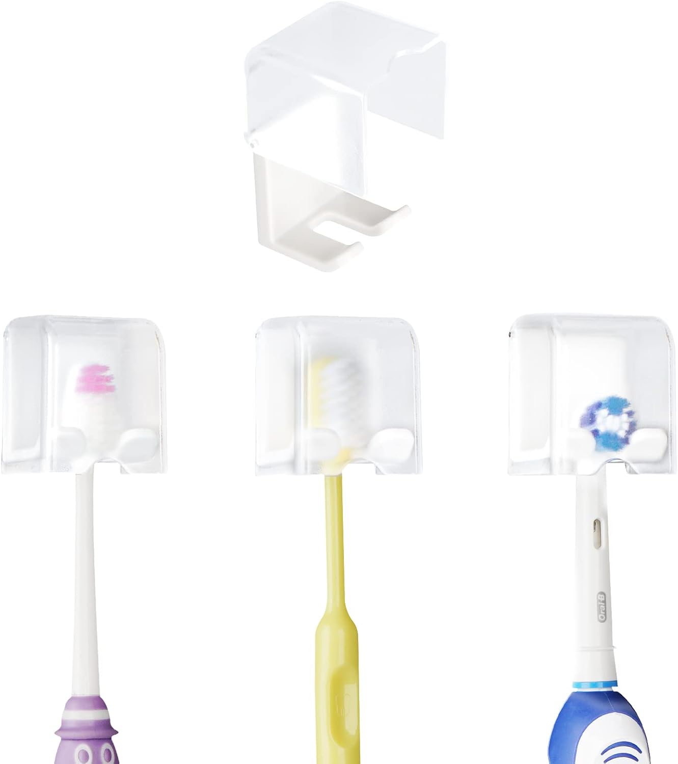 LUEXBOX 4PCS Wall Mounted Toothbrush Holder with Cover