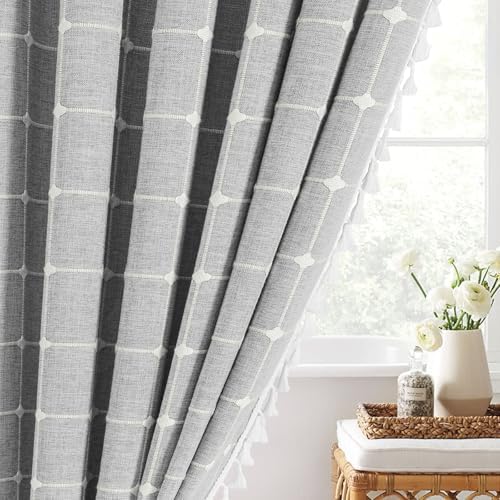 MitoVilla Grey Boho Narrow Shower Curtain Set