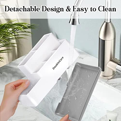DoubleCare Toothbrush Holder with 5 Compartments Anti-Slip Multifunctional Bathroom Organizer
