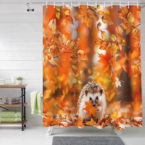 72 Maple Leaf Shower Curtain Set with 12 Hooks