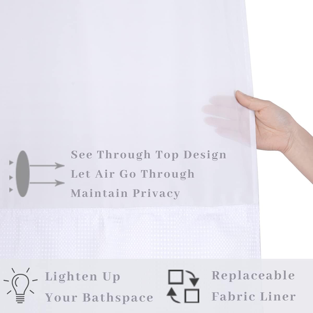 Ecoehoe 36x72 Hook-Free Shower Curtain Set with Polyester Liner and Magnets