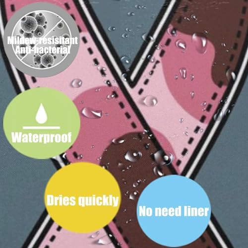 OXJOIIS Pink Ribbon Breast Cancer Awareness Shower Curtain with 12 Hooks 72x72 Inch