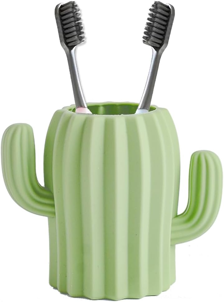 Maxramic Silicone Kids Cactus Toothbrush Holder Unbreakable Green
