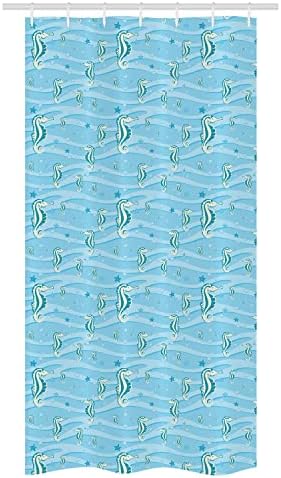 Ambesonne Cartoon Seahorse Shower Curtain Set Blue 36x72 Inches with Hooks