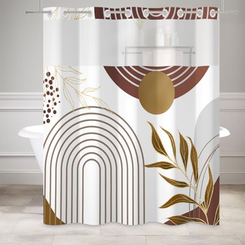 DASHAN Gold Boho Shower Curtain Set 71x74 with Snap Liner