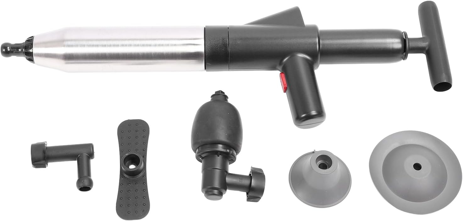 Dpofirs Toilet Plunger with Stainless Steel Handle and Air Pump