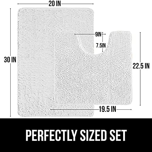 GORILLA GRIP White Bath Bundle with 30x20 Mat 72x78 Shower Curtain
