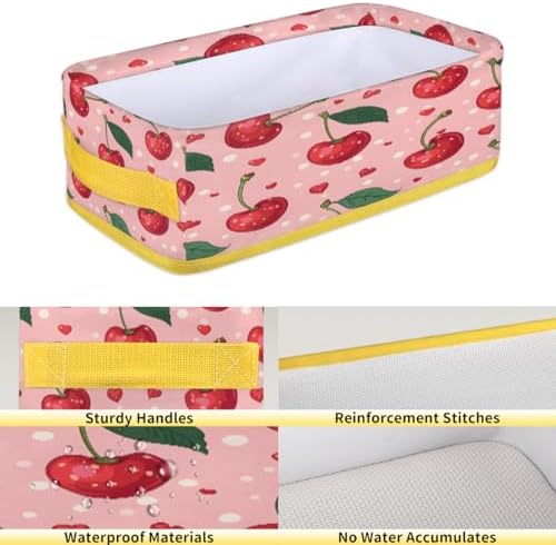 Cute Pink Cherry Toilet Paper Storage Basket with Handle