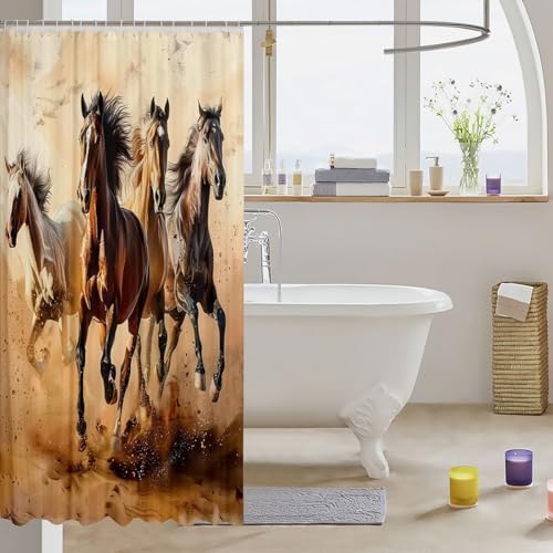 Feelyou Kids Horse Bath Curtain Set 72x72