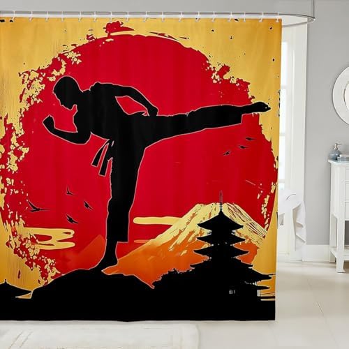 Feelyou Kids Taekwondo Shower Curtain Set 72x84 1