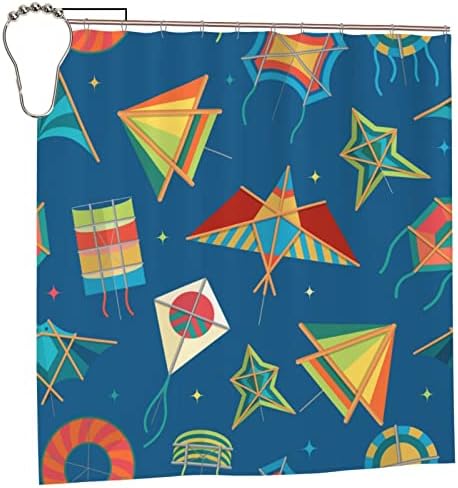 Cartoon Paper Kites Fly Shower Curtain 72x72 Inches with Hooks