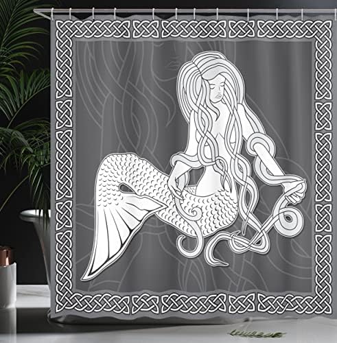 Ambesonne Mermaid Shower Curtain with Celtic Hooks