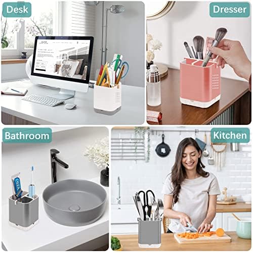 Boperzi 3-Slot Toothbrush Holder with Drainage and Divider