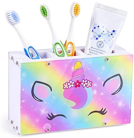 ICOSY Kids Toothbrush Holder with 3 Slots and Drainage