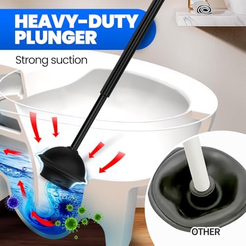 Denvlex 2Pack 2 in 1 Toilet Brush and Plunger Set